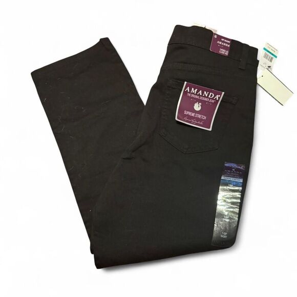 Gloria Vanderbilt Denim - Gloria Vanderbilt Amanda Jeans 16P Short Black Tapered Leg Classic Rise Supreme
